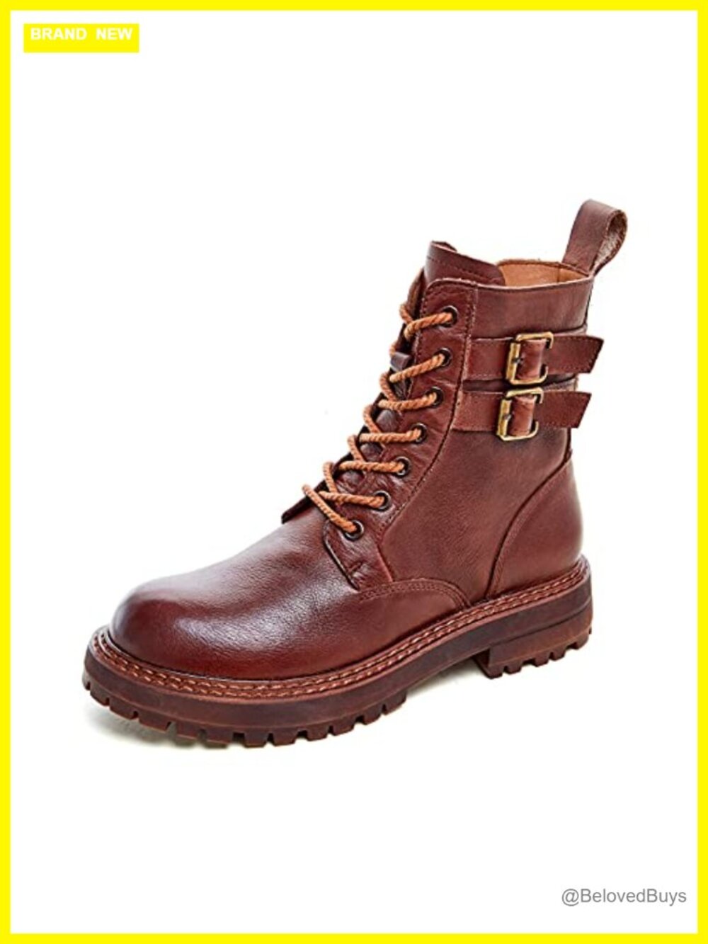 Leather Ankle Boots Lace Up Low Heel Booties Women